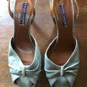 Ralph Lauren Collection diamond grey wool platform heels 7.5